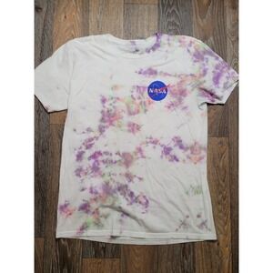 Hyper Space NASA Tie Dye Graphic T-Shirt Mens Large White Purple International